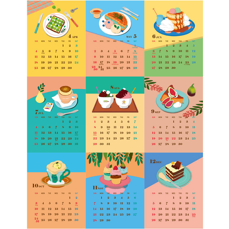 Front - Design Comma-B 2021 Sweet dessert monthly desk calendar Front - Design Comma-B 2021 Sweet dessert monthly desk calendar