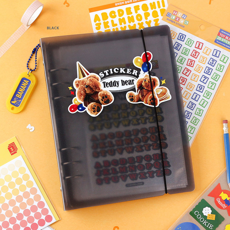 Black - Wanna This A5 6 ring binder sticker storage album