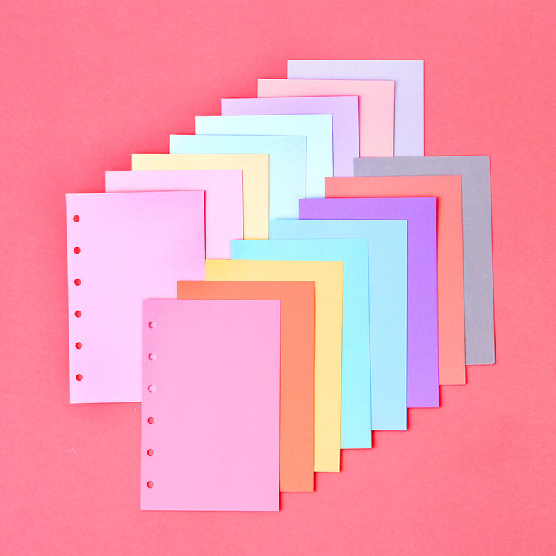 Wanna This Color blank paper A7 size 6 holes refills set Wanna This Color blank paper A7 size 6 holes refills set
