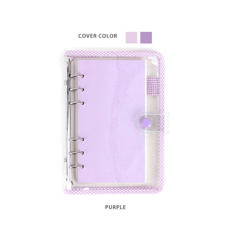 Purple - Wanna This Picnic check A6 6-ring PVC binder