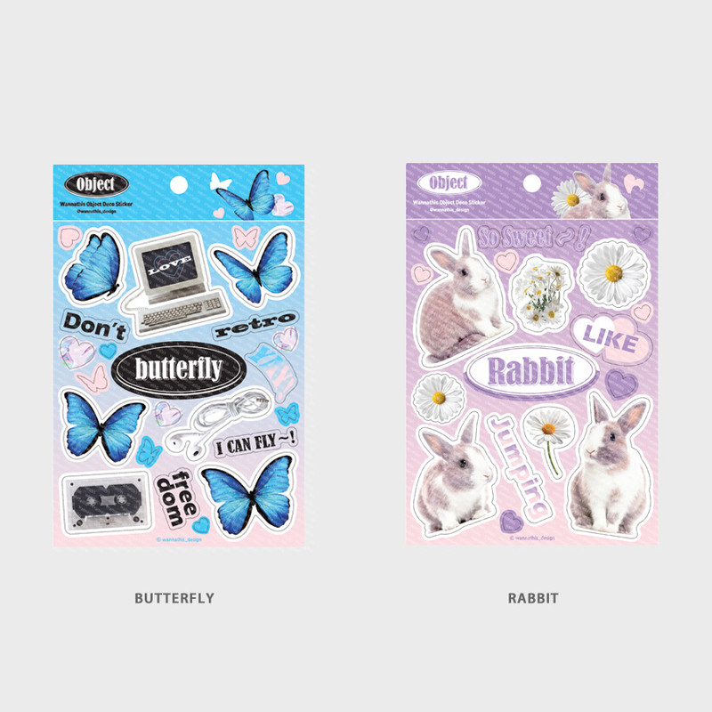 Set of 6 Sheets - of Wanna This Object removable deco 6 sticker sheets set
