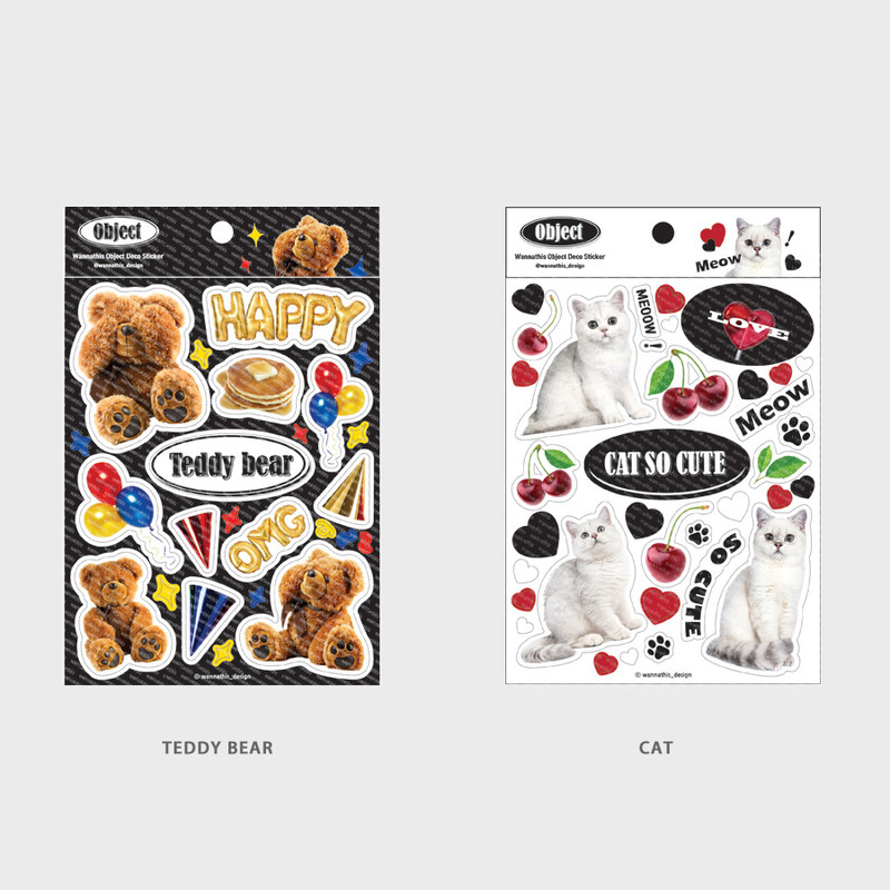 Set of 6 Sheets - of Wanna This Object removable deco 6 sticker sheets set