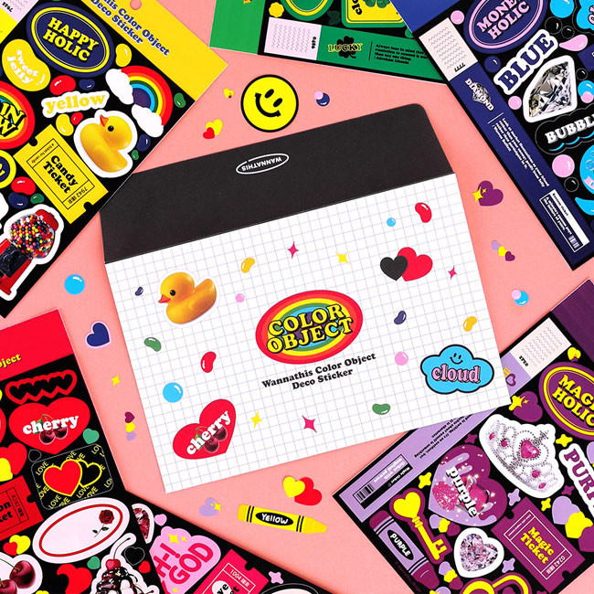 Wanna This Color object removable deco 6 sticker sheets set