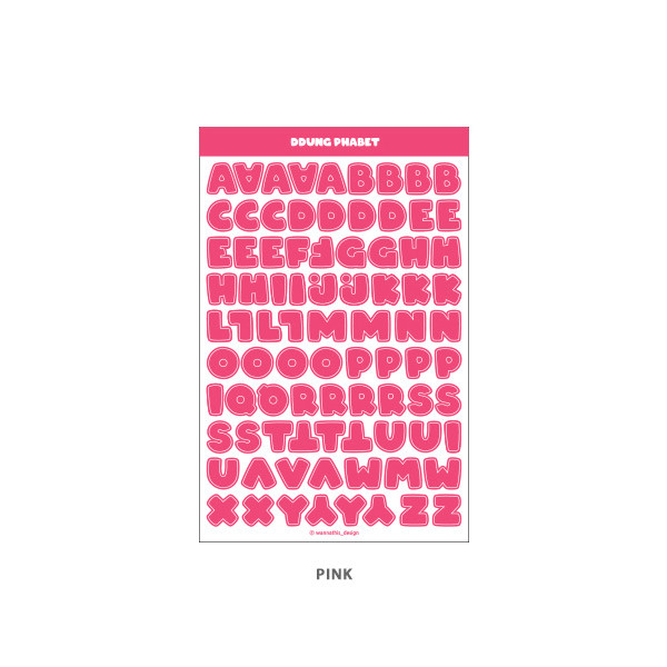 Pink - Wanna This Ddung phabet basic Alphabet letter sticker