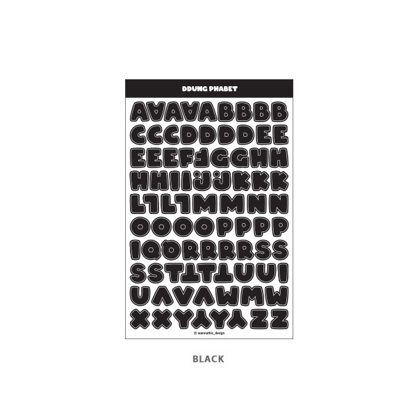 Black - Wanna This Ddung phabet basic Alphabet letter sticker