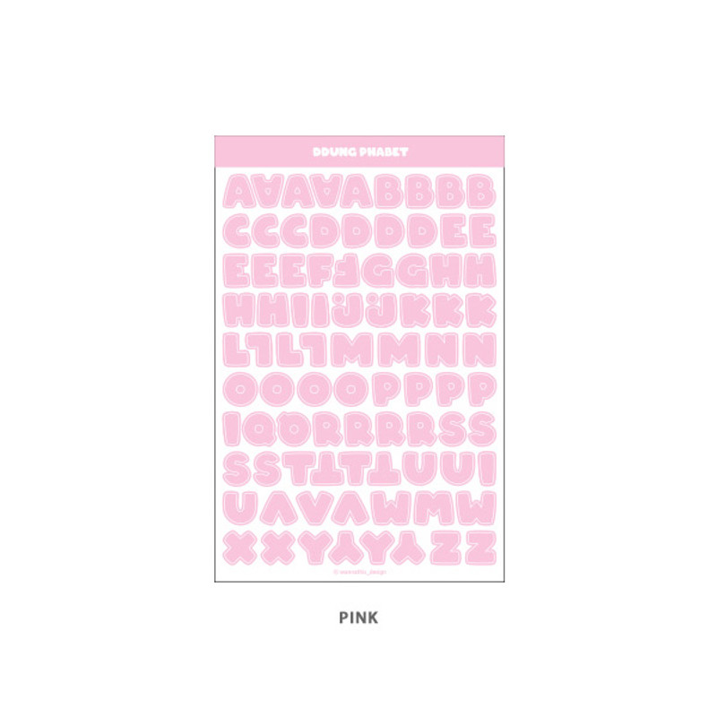 Pink - Wanna This Ddung phabet pastel Alphabet letter sticker
