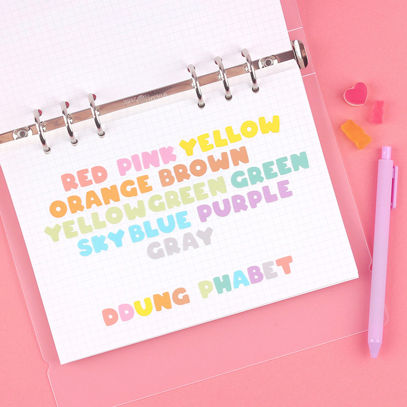 Alphabet Pastel Set - Wanna This Ddung Phabet Bold Alphabet Number Sticker Set