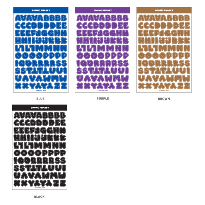 Alphabet Basic Set - Wanna This Ddung Phabet Bold Alphabet Number Sticker Set