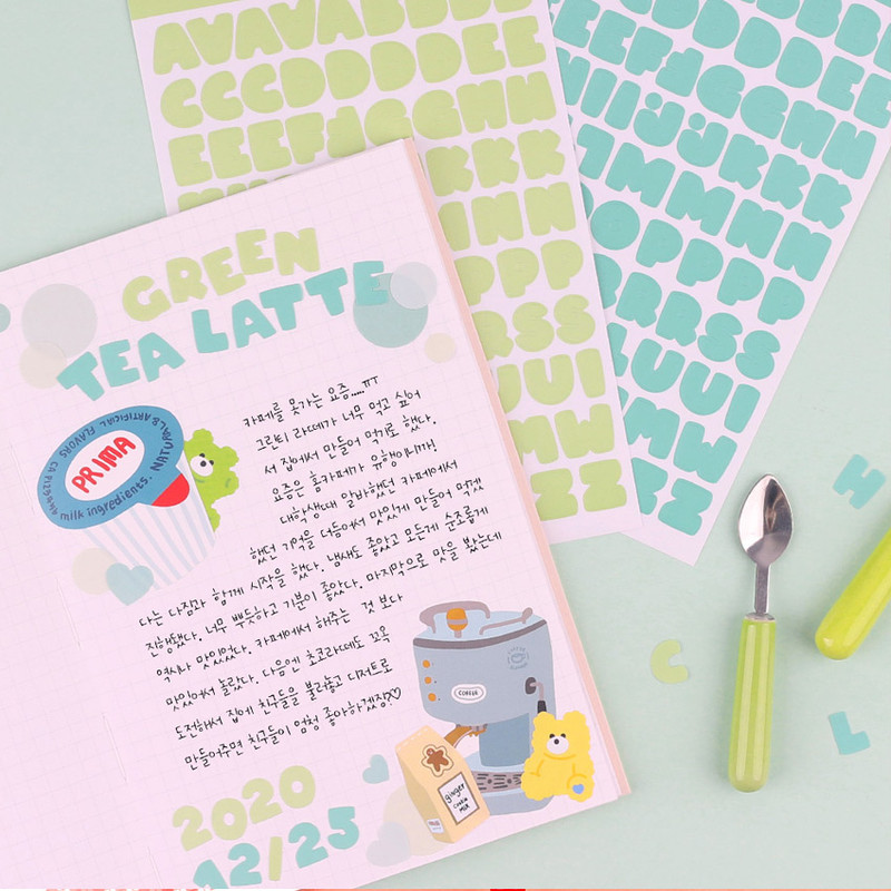 Alphabet Pastel Set - Wanna This Ddung Phabet Bold Alphabet Number Sticker Set