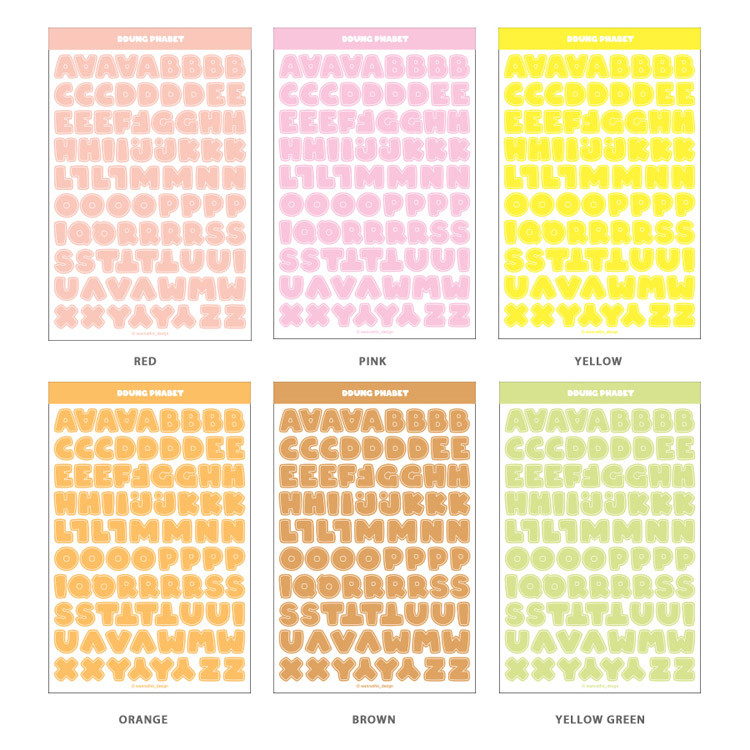 Alphabet Pastel Set - Wanna This Ddung Phabet Bold Alphabet Number Sticker Set