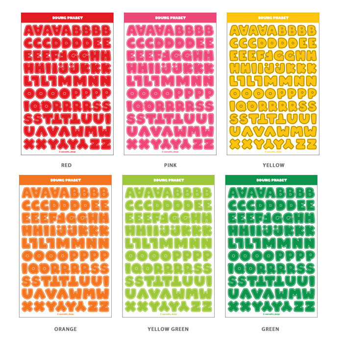 Alphabet Basic Set - Wanna This Ddung Phabet Bold Alphabet Number Sticker Set