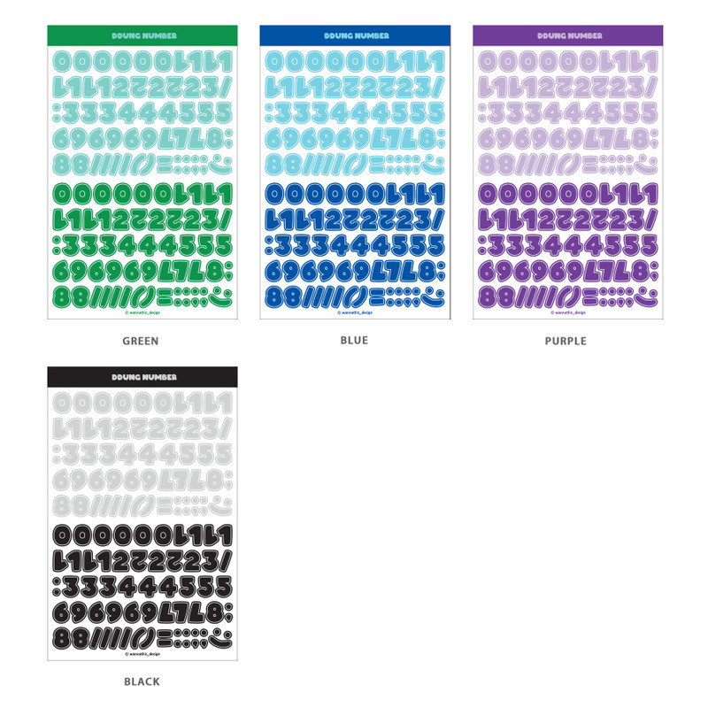 Number Set - Wanna This Ddung Phabet Bold Alphabet Number Sticker Set