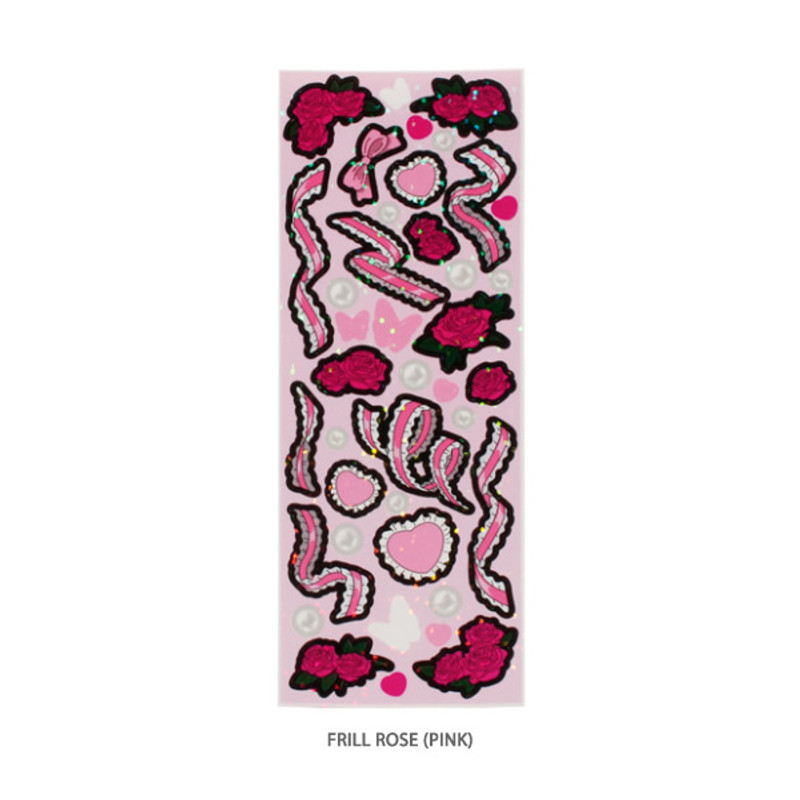 Frill rose (Pink) -  After The Rain Dreamlike glitter deco sticker