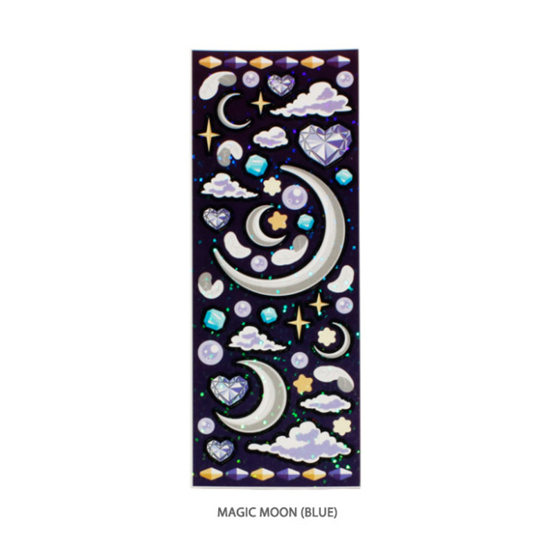 Magic Moon (Blue) -  After The Rain Dreamlike glitter deco sticker