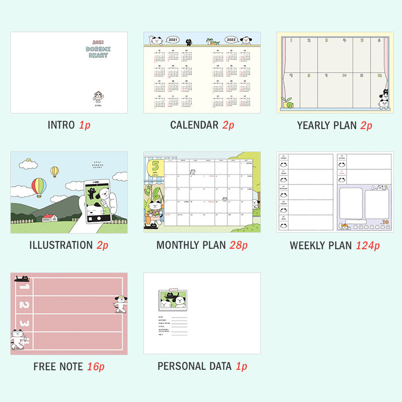 Planner sections - ICONIC 2021 Doremi dated weekly diary planner