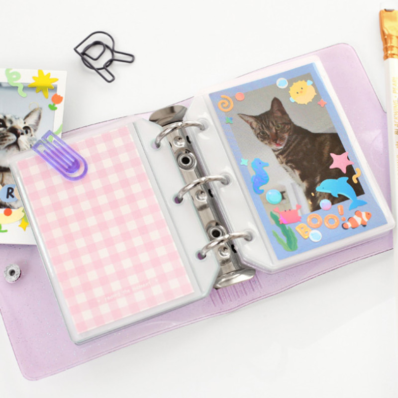 Violet - 2NUL Glitter 3 ring Instax mini slip in pocket photo album