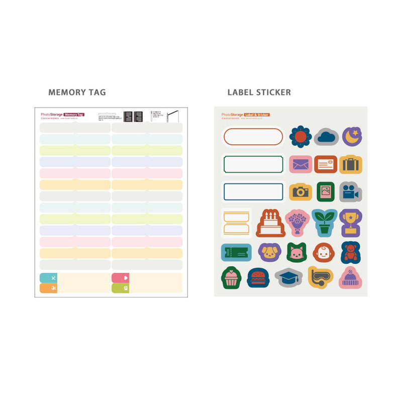 Comes with memory tag and label sticker - Bookfriends Grid photo storage self adhesive photo album