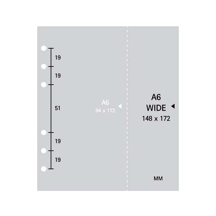Inner paper size - 2NUL Cherry pick wide A6 6-ring PVC zipper binder
