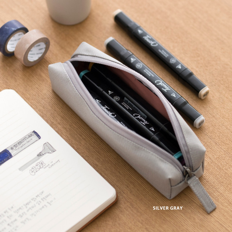 Silver Gray - Byfulldesign Oxford super single zipper pencil case ver5