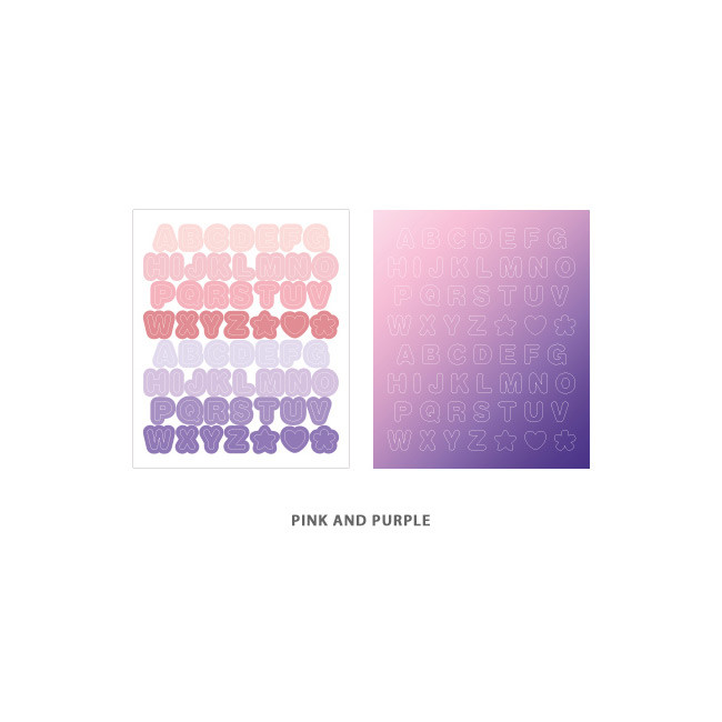 Alphabet pink purple - Indigo Color and Gradation Alphabet sticker set
