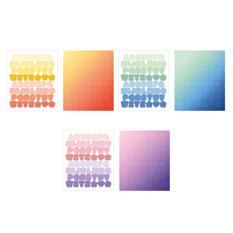 Indigo Color and Gradation Alphabet sticker set