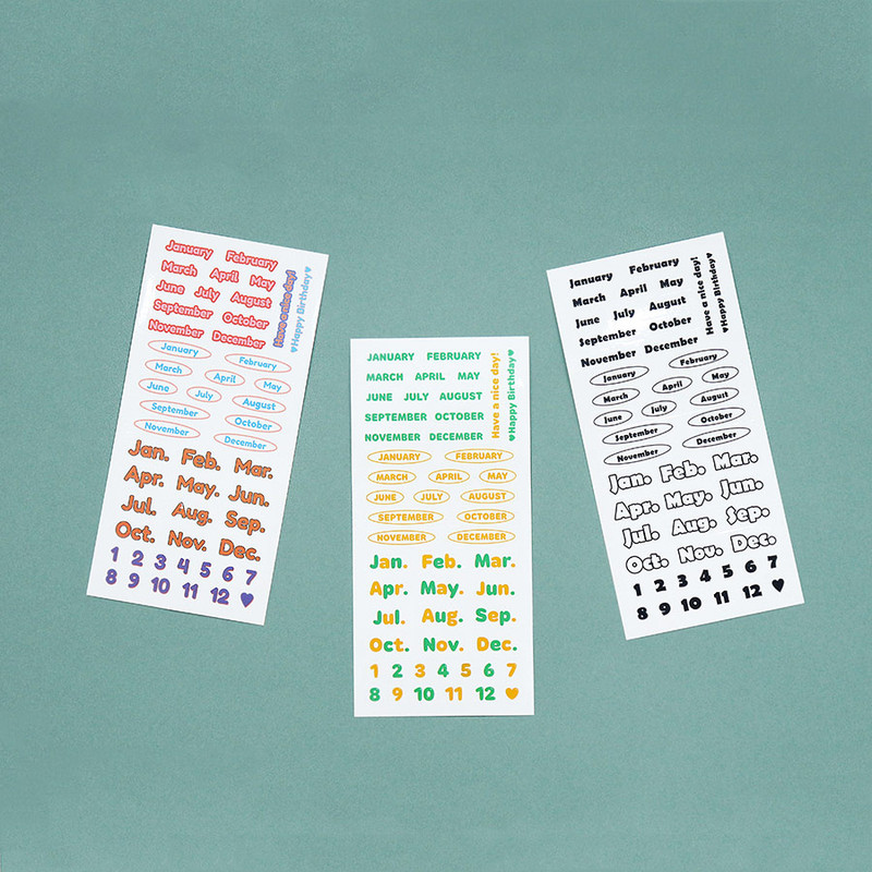 Indigo Months of the year PET clear sticker Indigo Months of the year PET clear sticker