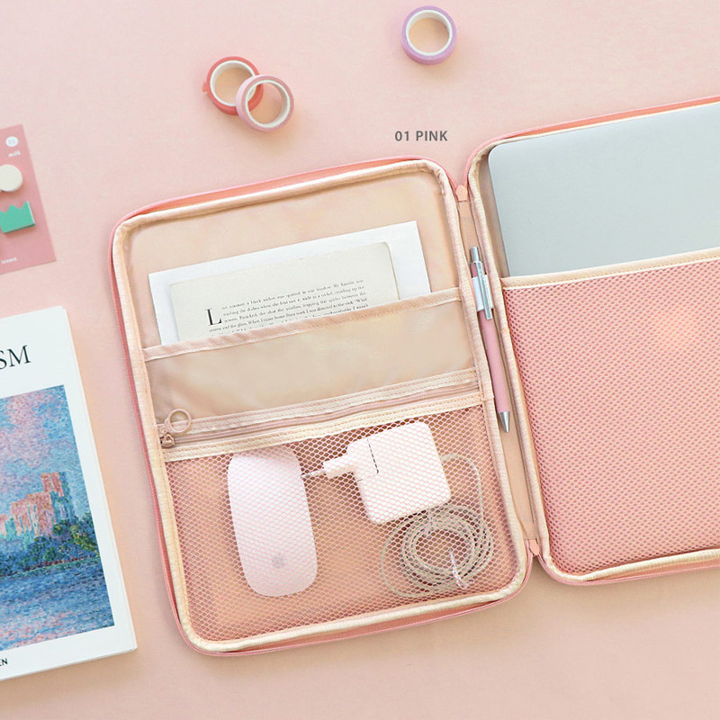 Pink - ICONIC Cottony 13 inches laptop zipper sleeve case Pink - ICONIC Cottony 13 inches laptop zipper sleeve case