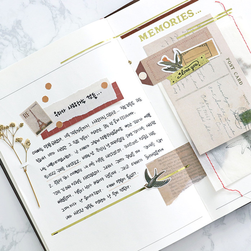 Usage example - Indigo Vintage decorative paper sticker pack 50 sheets Usage example - Indigo Vintage decorative paper sticker pack 50 sheets