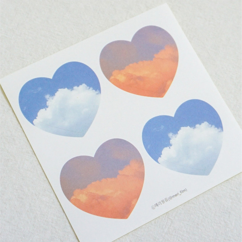 Meri Film Sky and Cloud heart paper sticker set