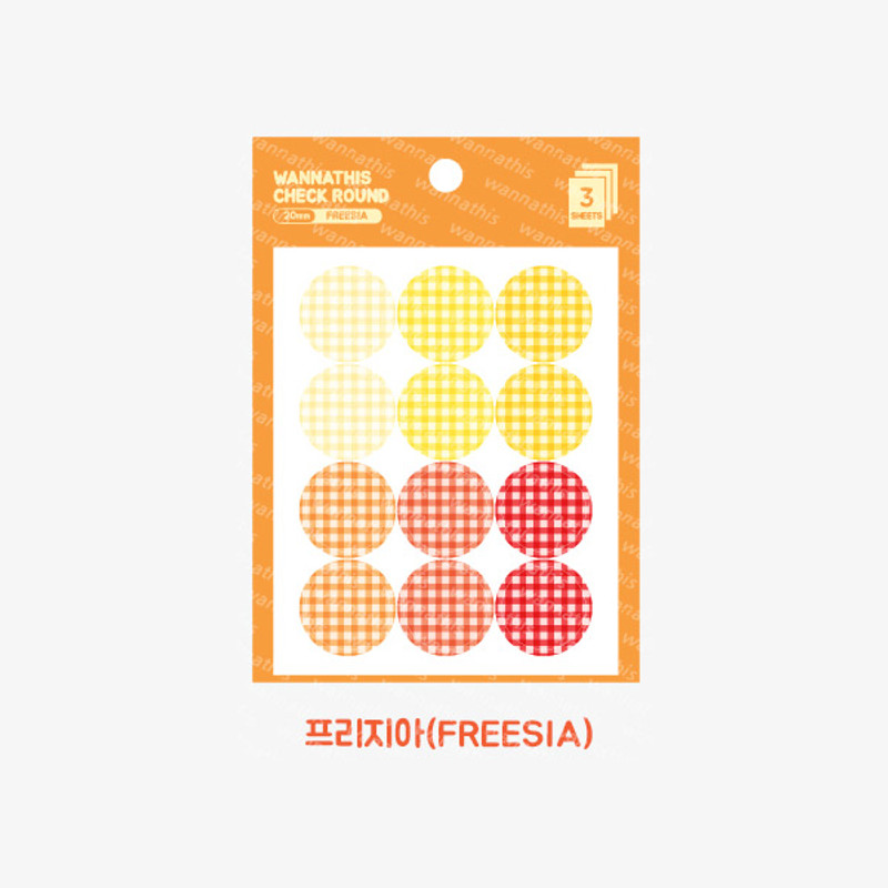 Freesia - Wanna This Round check 20 mm deco sticker set of 3 sheets Freesia - Wanna This Round check 20 mm deco sticker set of 3 sheets