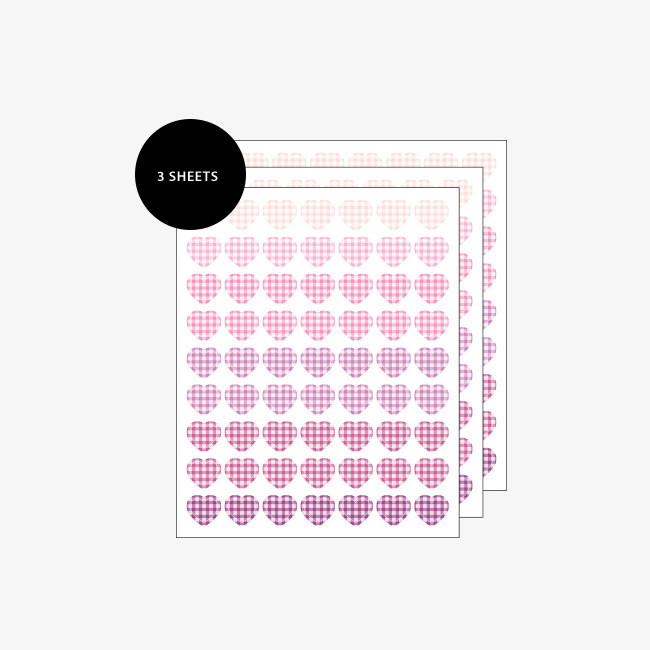 Set of 3 sheets - Wanna This Heart check small deco sticker set of 3 sheets