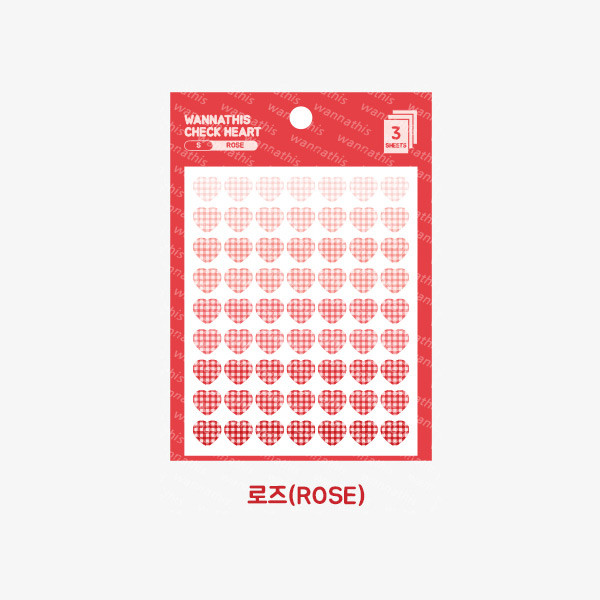 Rose - Wanna This Heart check small deco sticker set of 3 sheets