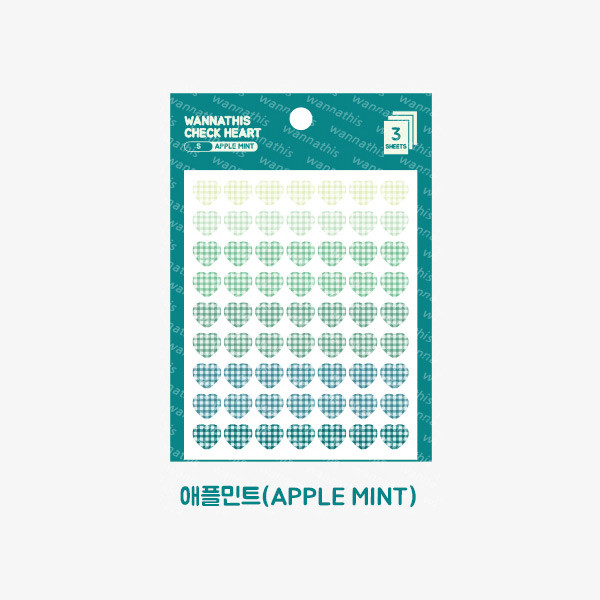 Apple mint - Wanna This Heart check small deco sticker set of 3 sheets