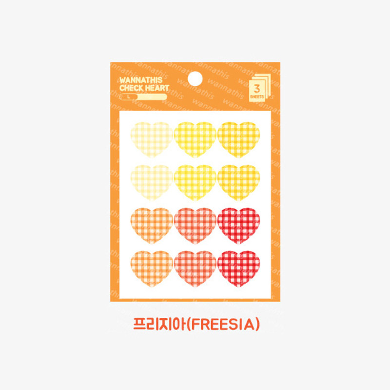 Freesia -  Wanna This Heart check large deco sticker set of 3 sheets Freesia -  Wanna This Heart check large deco sticker set of 3 sheets