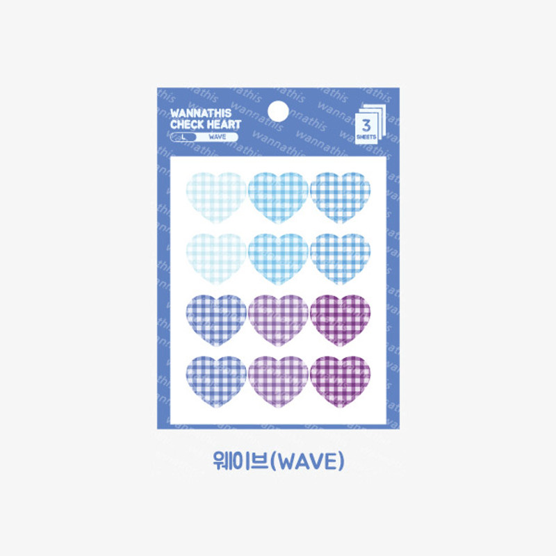 Wave -  Wanna This Heart check large deco sticker set of 3 sheets Wave -  Wanna This Heart check large deco sticker set of 3 sheets