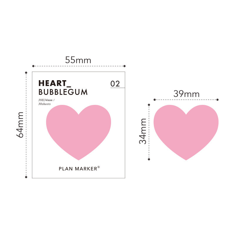 Size - PAPERIAN Heart large planner bookmark sticky notepad Size - PAPERIAN Heart large planner bookmark sticky notepad
