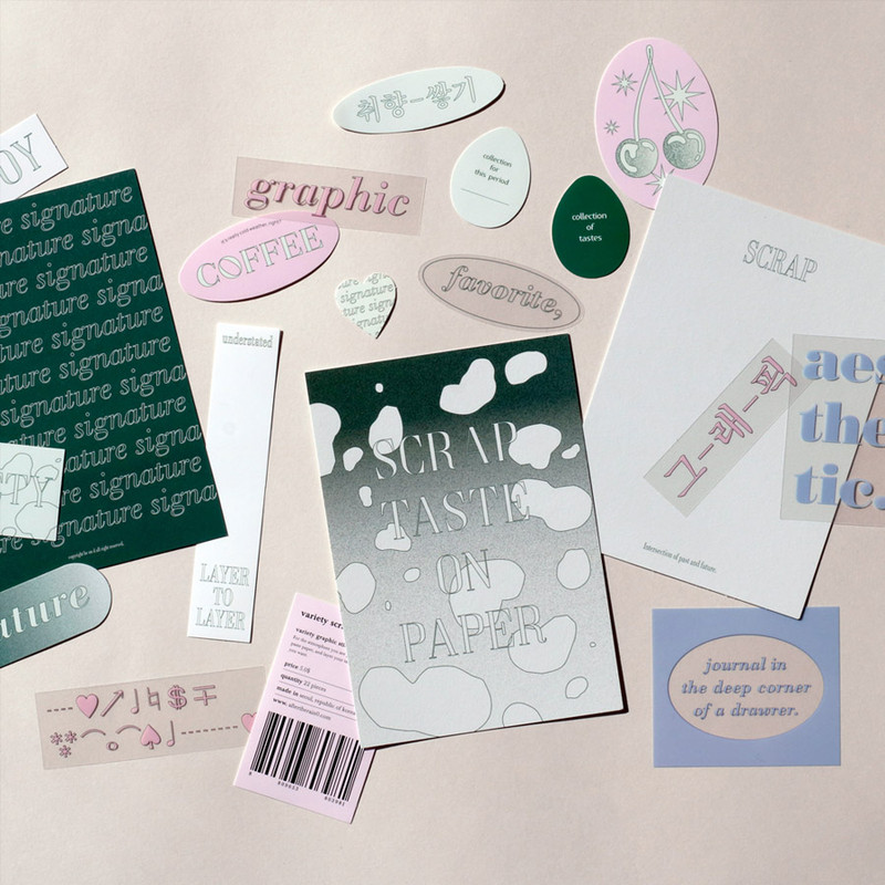 Usage example - After The Rain Variety graphic stickers and postcards pack