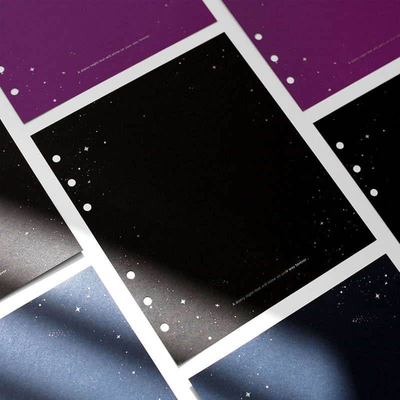 2NUL Starry wide A6 6 ring blank note paper refill set 2NUL Starry wide A6 6 ring blank note paper refill set