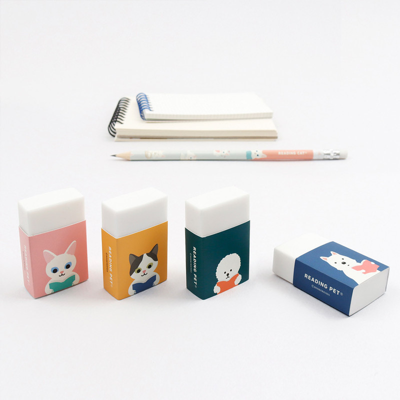 Bookfriends Reading pet white pencil eraser Bookfriends Reading pet white pencil eraser