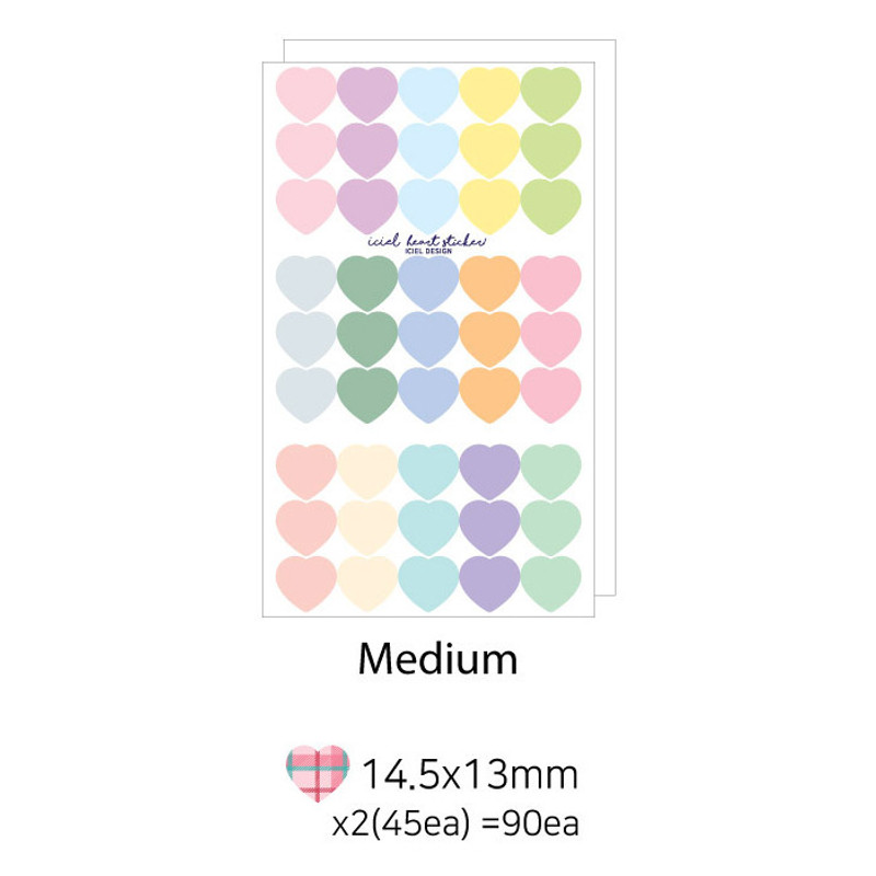 ICIEL Newtro medium check heart paper sticker set ICIEL Newtro medium check heart paper sticker set