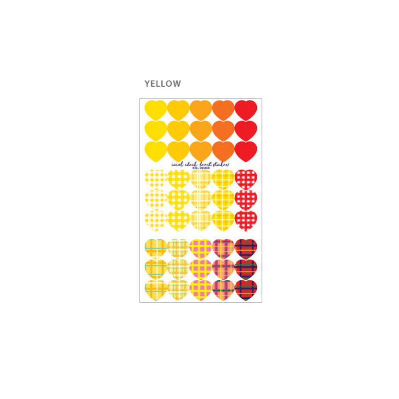 Yellow - ICIEL Newtro medium check heart paper sticker set Yellow - ICIEL Newtro medium check heart paper sticker set