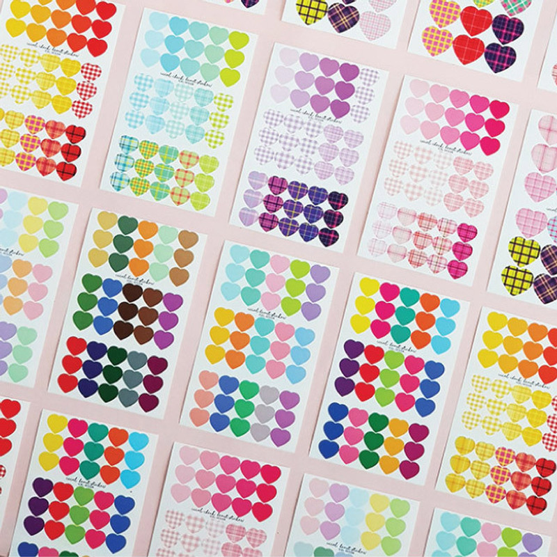 ICIEL Newtro medium check heart paper sticker set ICIEL Newtro medium check heart paper sticker set