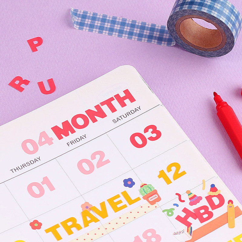 Usage example of Wanna This Square Alphabet Number Paper Sticker Set