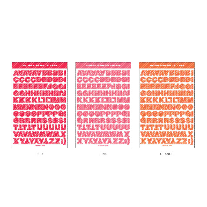 01 Basic Alphabet - Wanna This Square Alphabet Number Paper Sticker Set