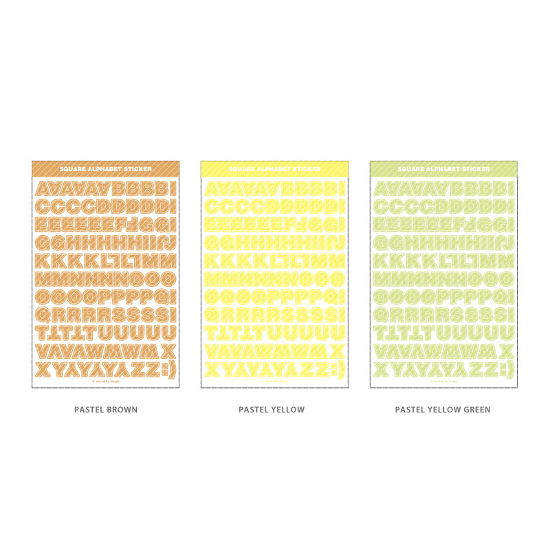 Pastel Alphabet - Wanna This Square Alphabet Number paper sticker set