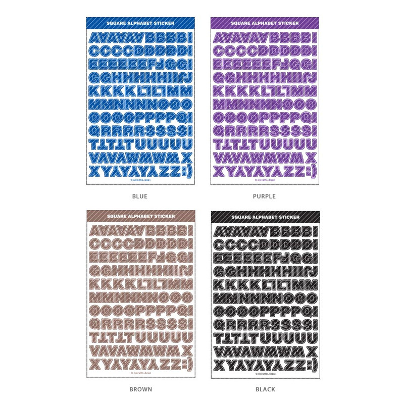 01 Basic Alphabet - Wanna This Square Alphabet Number Paper Sticker Set