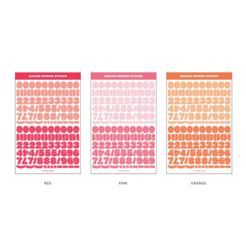 03 Basic Number - Wanna This Square Alphabet Number Paper Sticker Set