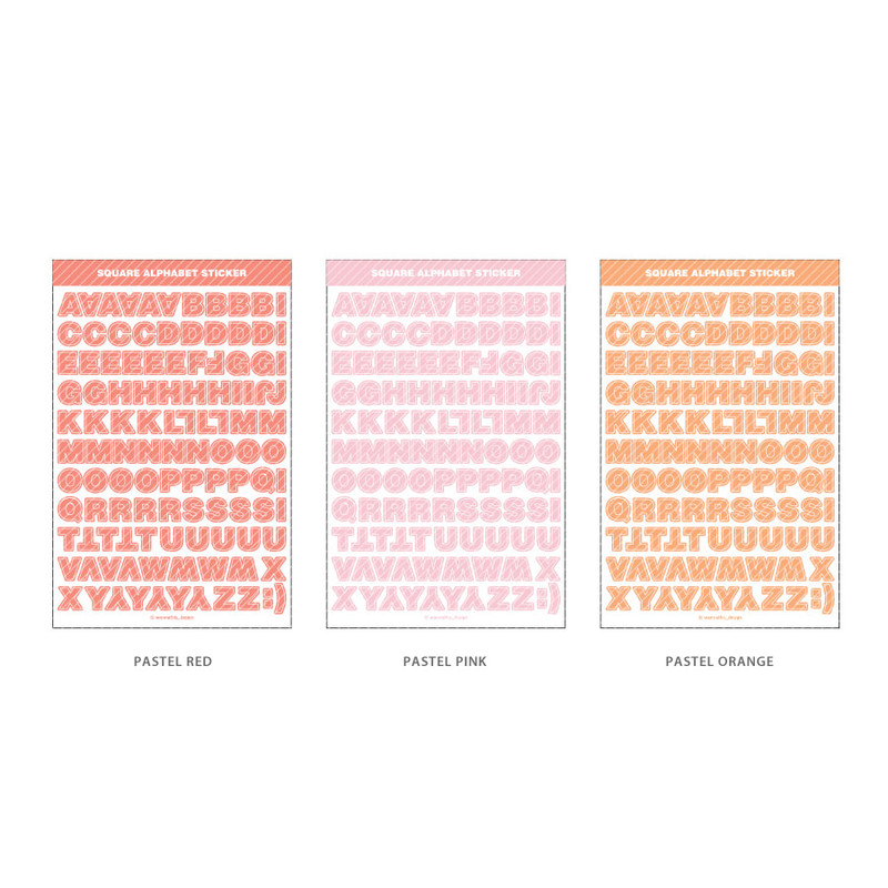 Pastel Alphabet - Wanna This Square Alphabet Number paper sticker set