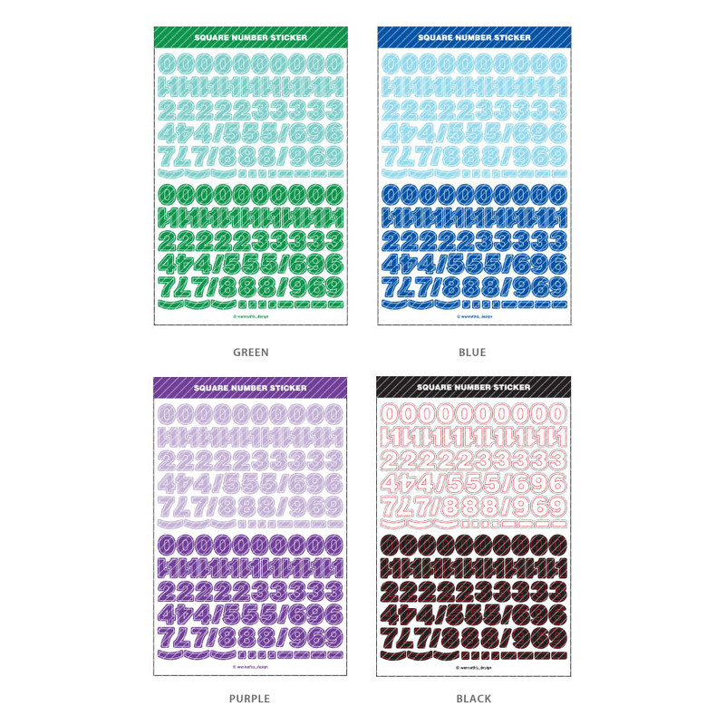 03 Basic Number - Wanna This Square Alphabet Number paper sticker set