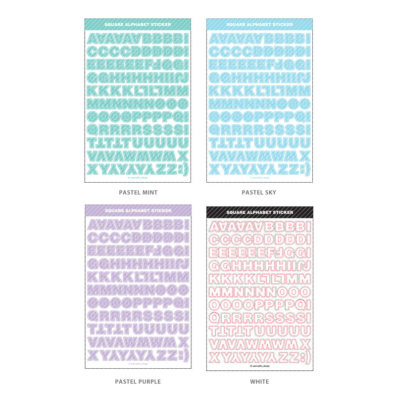 02 Pastel Alphabet - Wanna This Square Alphabet Number Paper Sticker Set